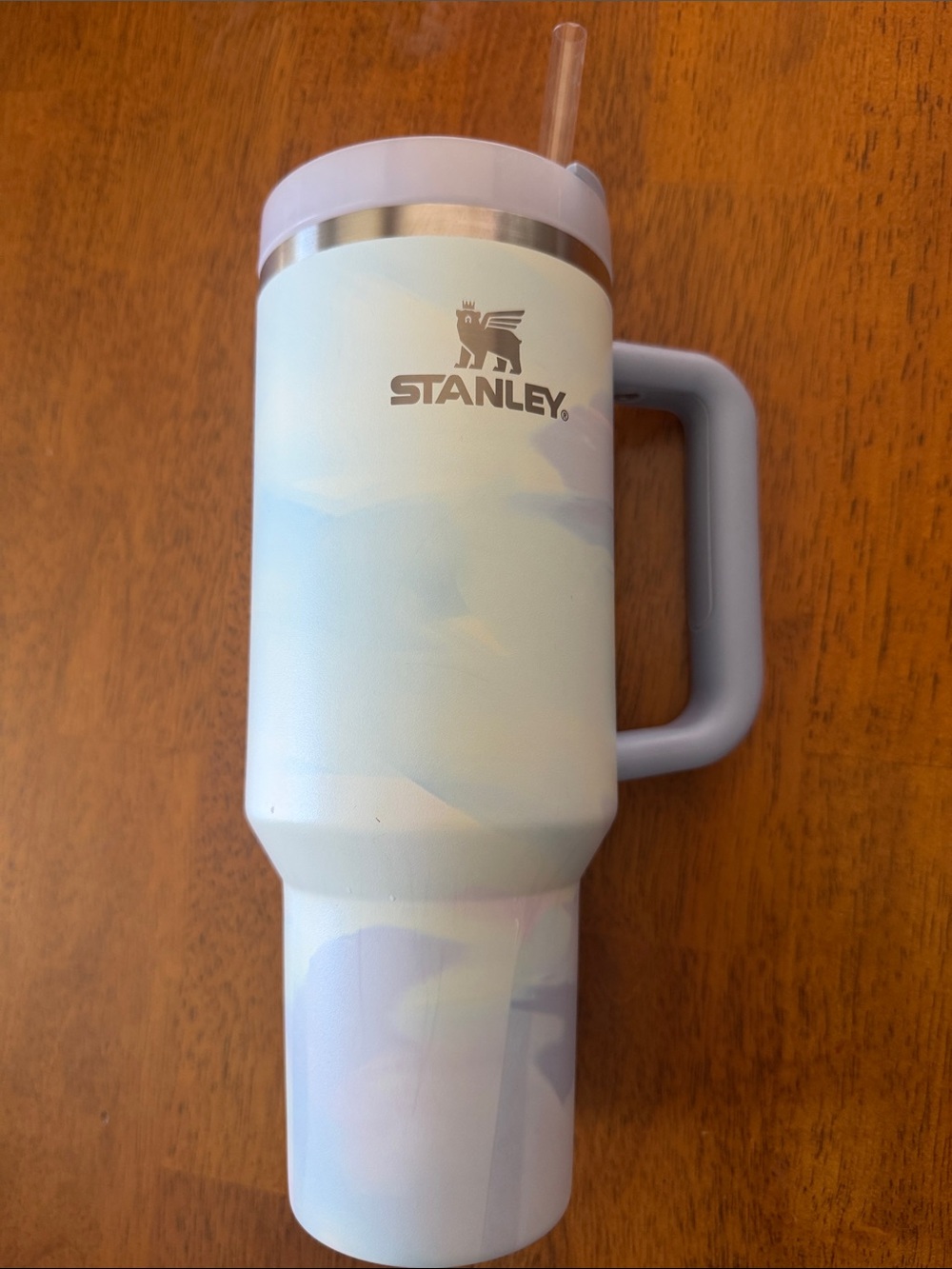 Stanley Pastel Iridescent Travel Tumbler with Handle - Light Blue/Pale Lavender